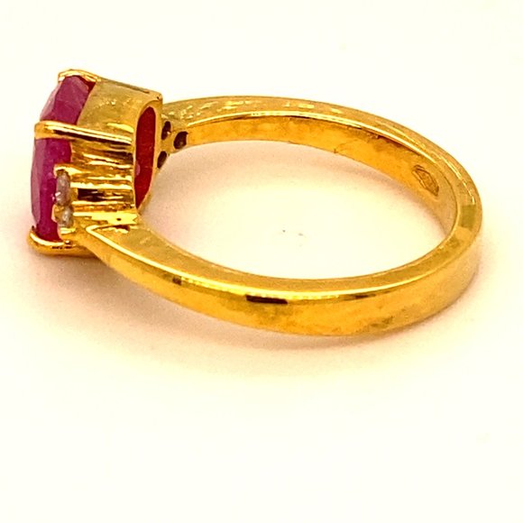 GIA Certified Ruby 3.12ct Diamonds 18K Gold Ring - Picture 5 of 9